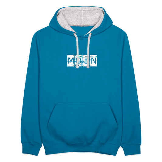 Mädels Hoodie | Moin - Pfauenblau/Grau meliert